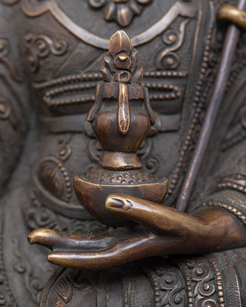 Guru Rinpoche Mantra Practice Statue | Traditional Oxidized Buddhist Statue