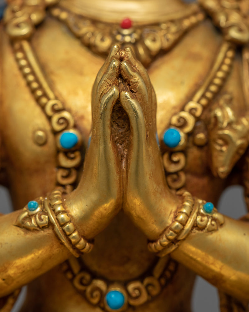 Four Armed Chenrezig Statue | Avalokitesvara Traditional Himalayan Artwork