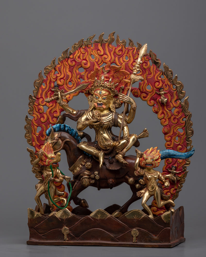 Palden Lhamo Empowerment Statue | Gold Gilded Traditional Buddhist Artwork