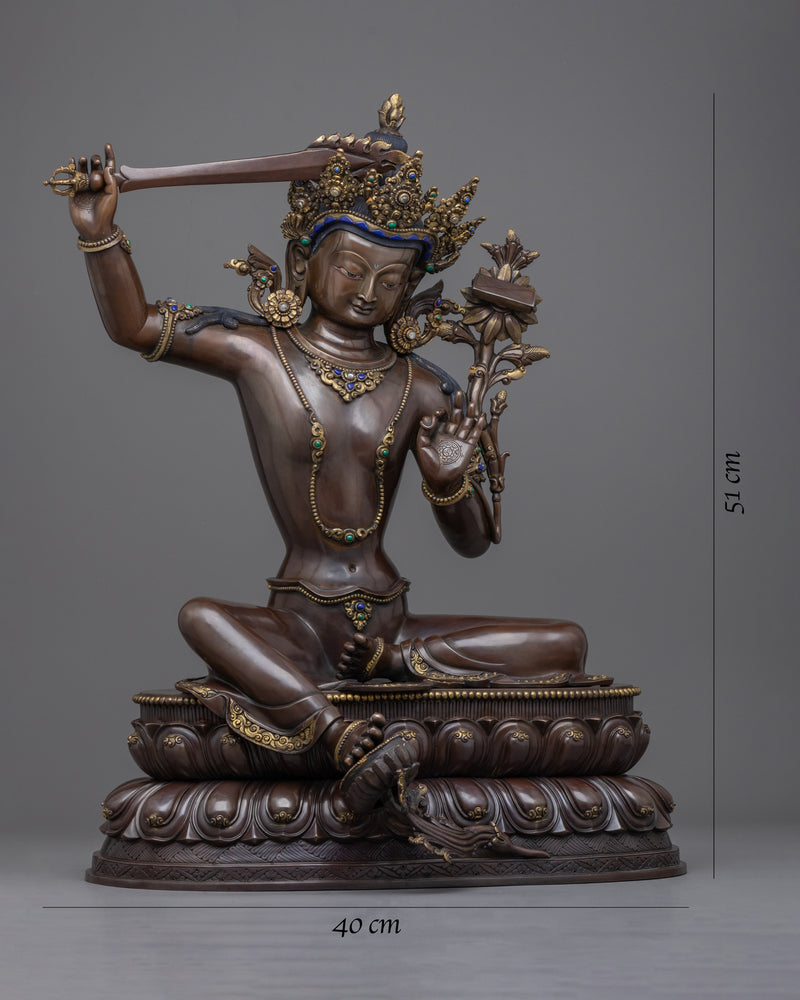 Manjushri Bodhisattva Mantra Practice Statue | Manjughosha, Bodhisattva of Wisdom