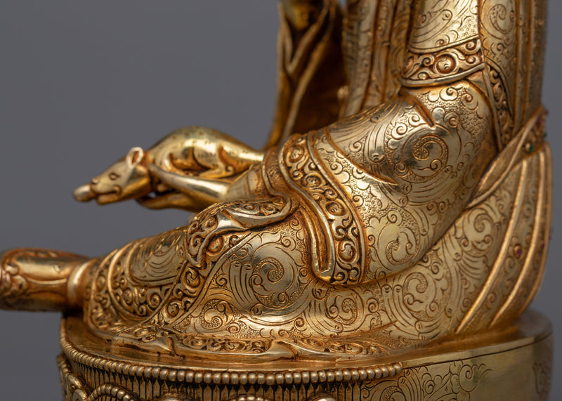 Guru Rinpoche: The Tibet Master in a Stunning Statue | Gold Gilded Statuette