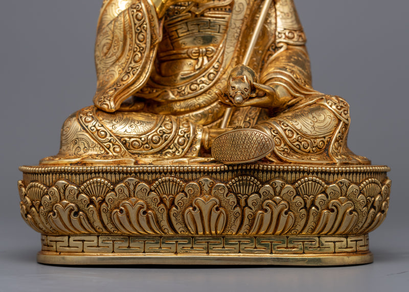 Guru Rinpoche: The Tibet Master in a Stunning Statue | Gold Gilded Statuette