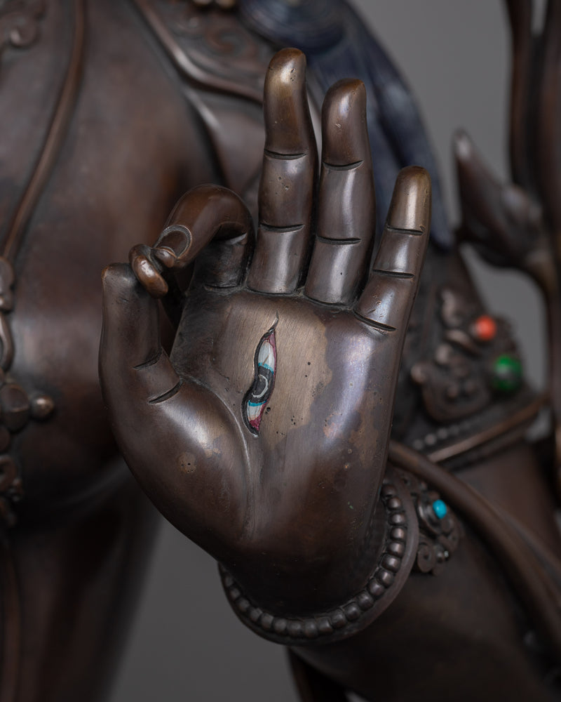 The Embodiment of Compassion and Longevity,  White Tara Statue | Oxidized Sculpture