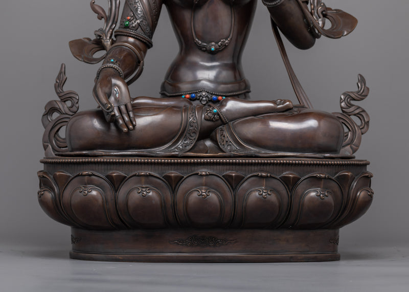 The Embodiment of Compassion and Longevity,  White Tara Statue | Oxidized Sculpture