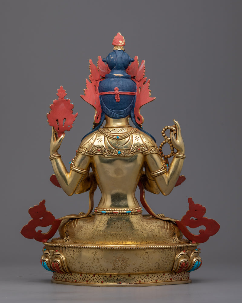 4 arms Chenrezig buddha Sculpture | The Embodiment of Compassion