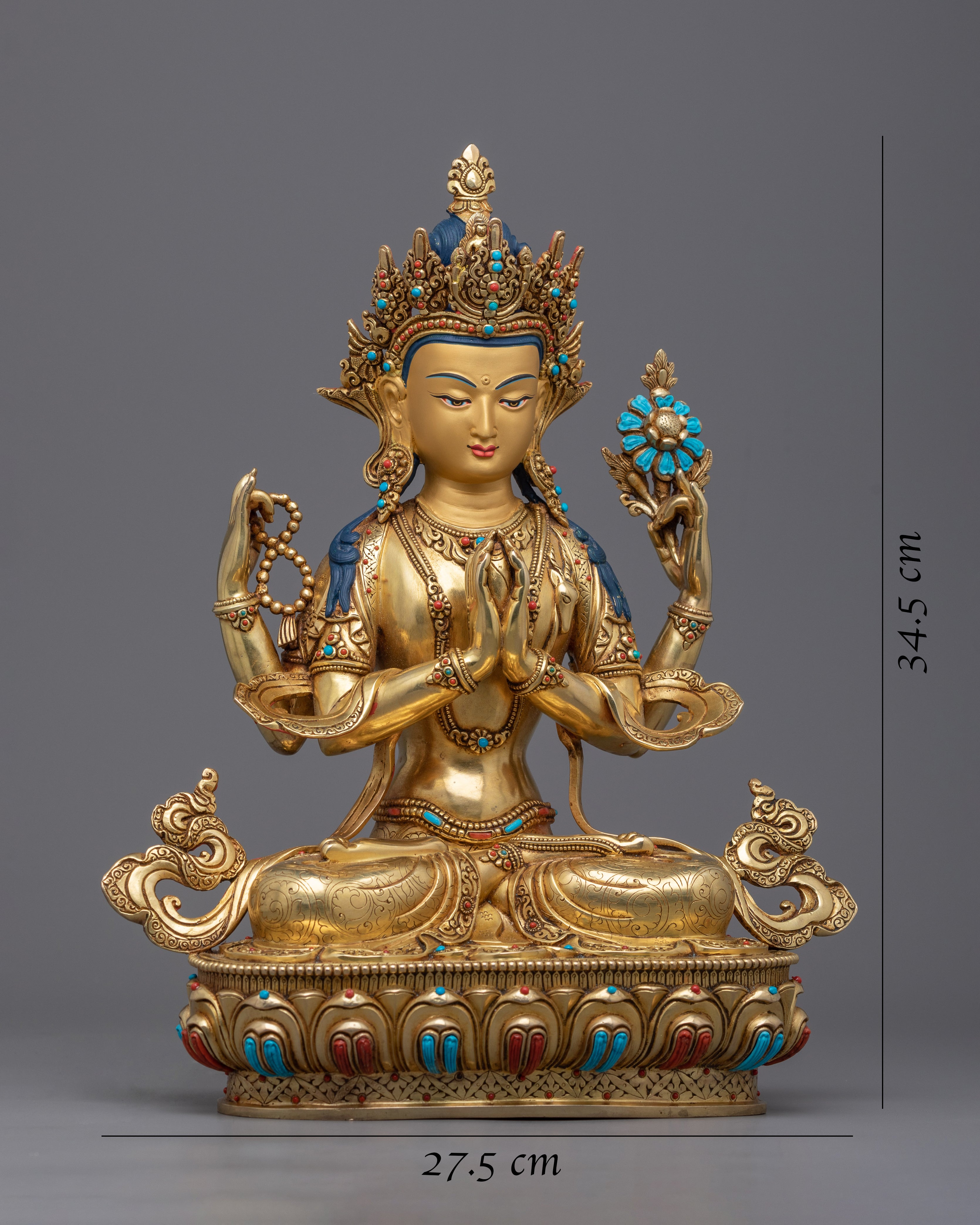 4 arms Chenrezig buddha Sculpture | The Embodiment of Compassion