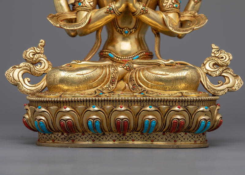 4 arms Chenrezig buddha Sculpture | The Embodiment of Compassion