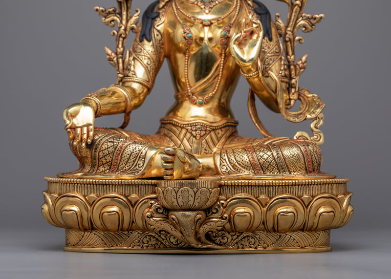 Green Tara Goddess Sculpture | Handmade in Nepal, Himalayan Buddhist Art