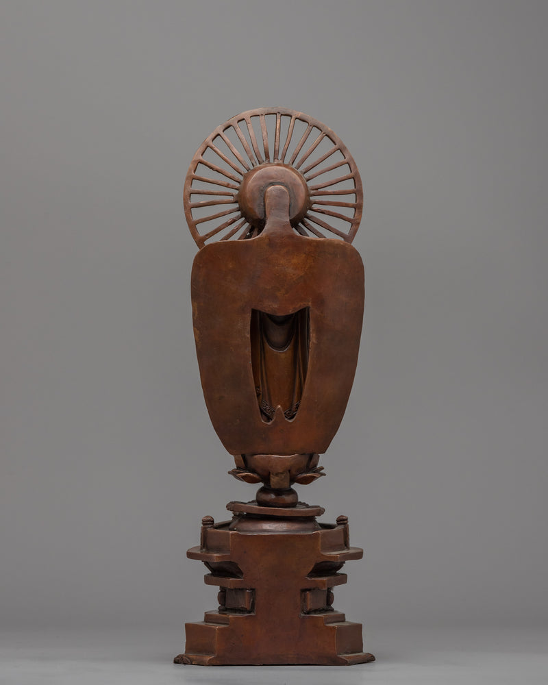 Standing Buddha Statue | Buddhist Oxidized Copper Statue