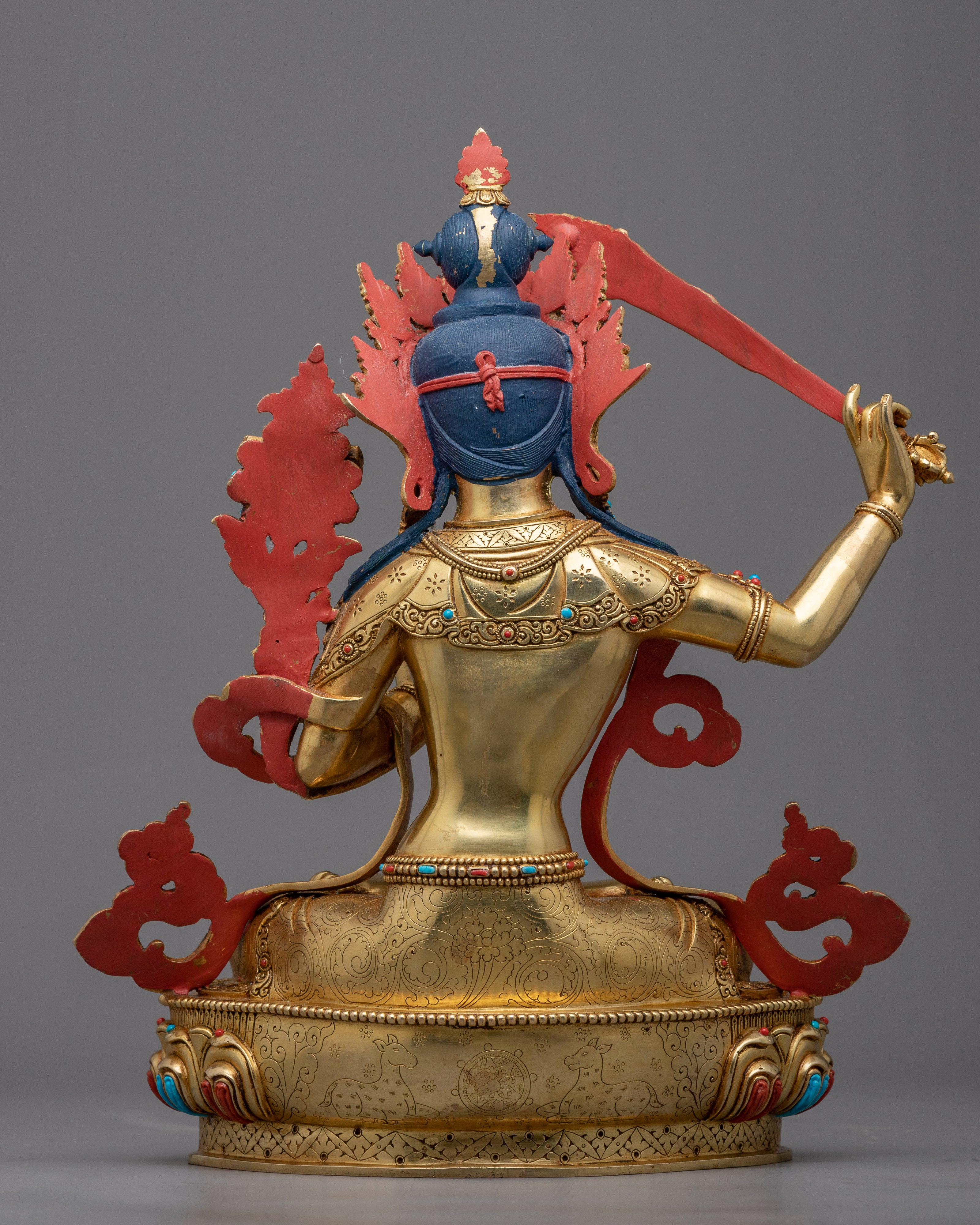 The Bodhisattva of Wisdom and Insight Manjushri Buddha with a Sword Statue | Himalayan Art