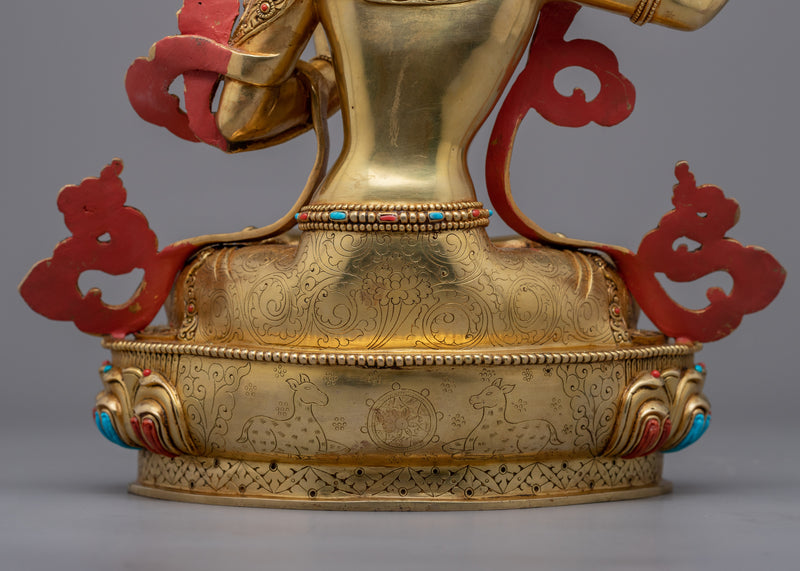 The Bodhisattva of Wisdom and Insight Manjushri Buddha with a Sword Statue | Himalayan Art
