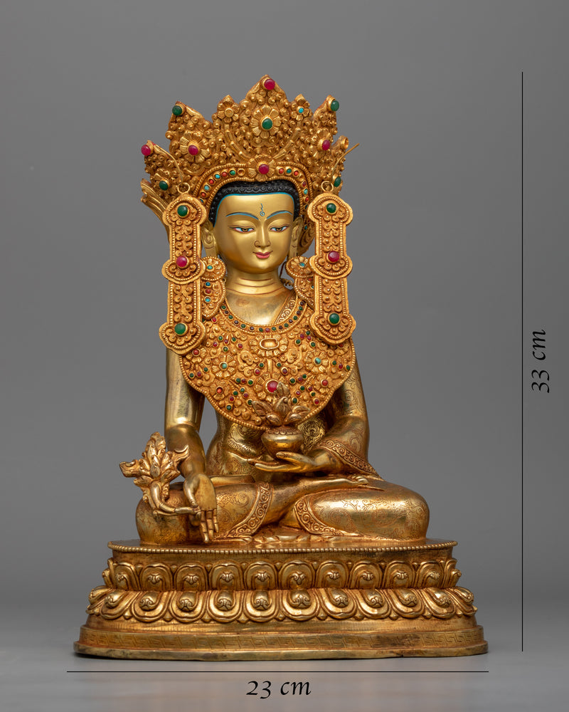 Crown Medicine Golden Buddha Statue | The Healer of All Sufferings