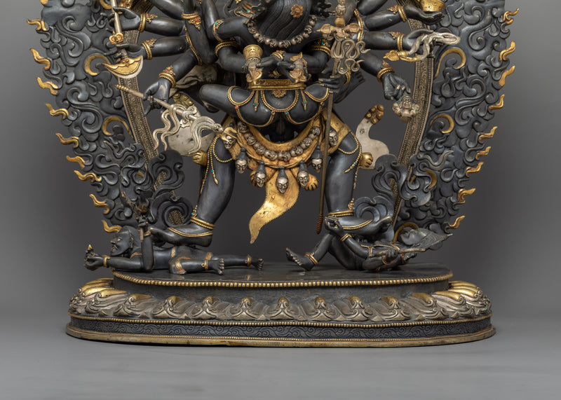 Kalachakra Symbol Practice Sculpture | Oxidized Copper Buddhist Art