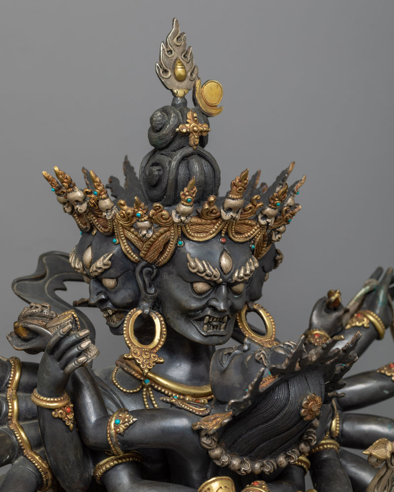 Kalachakra Symbol Practice Sculpture | Oxidized Copper Buddhist Art