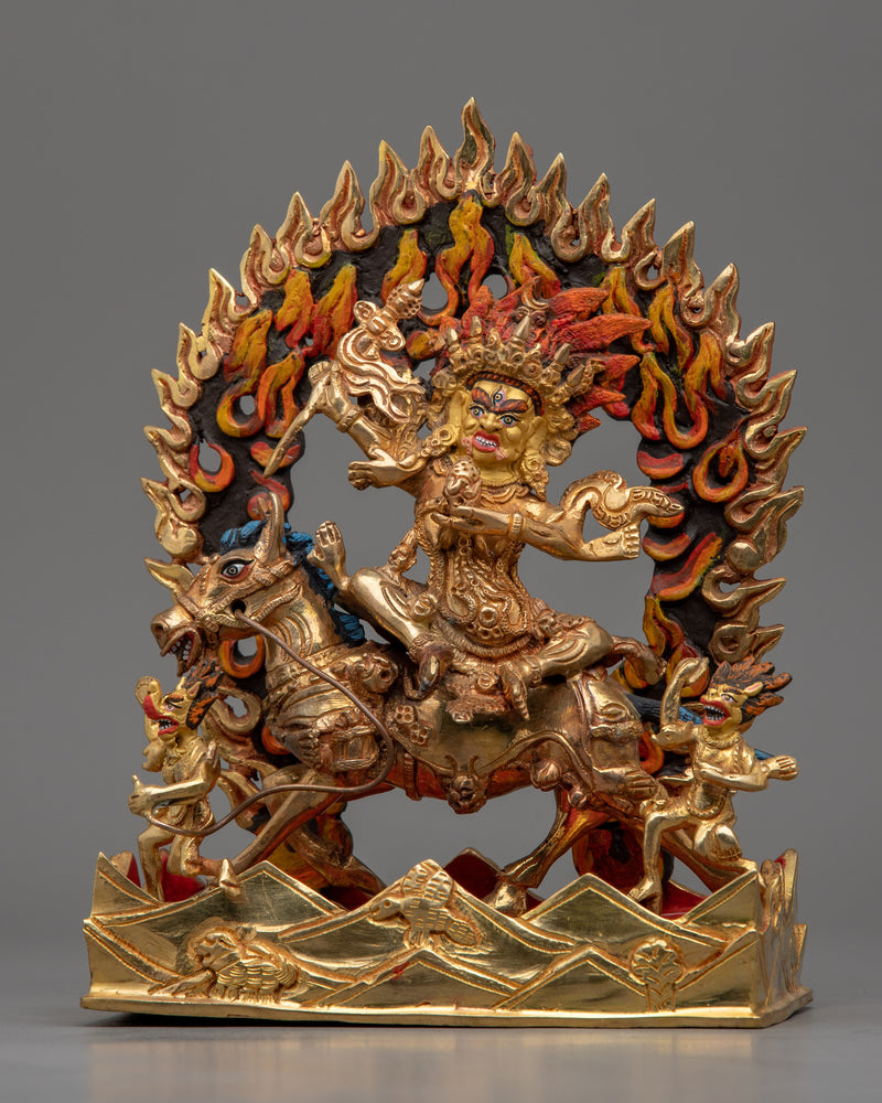 Palden Lhamo Empowerment Sculpture | Gold Gilded Traditional Buddhist Artwork