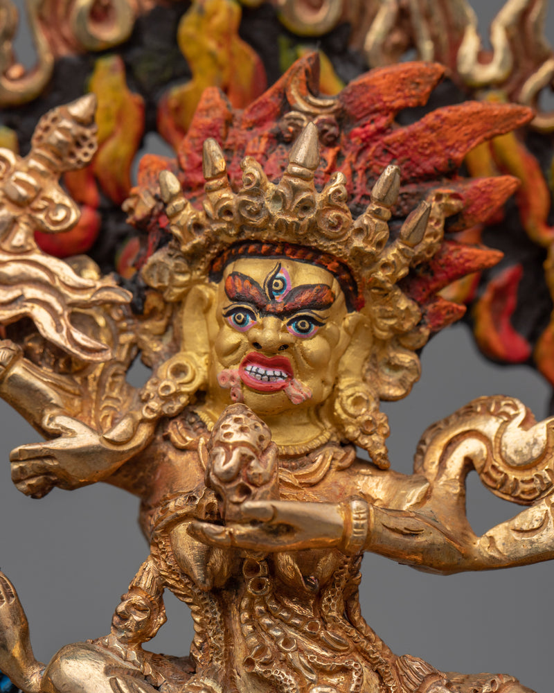 Palden Lhamo Empowerment Sculpture | Gold Gilded Traditional Buddhist Artwork