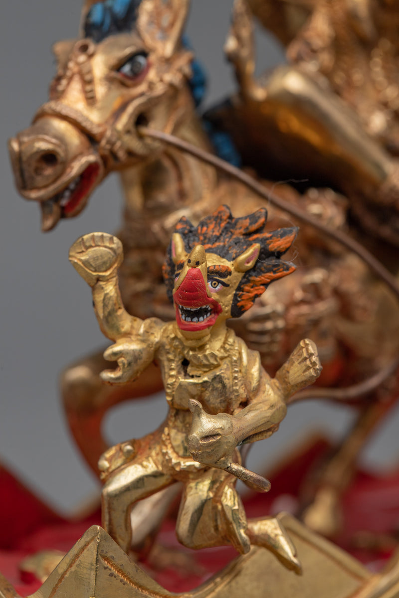 Palden Lhamo Empowerment Sculpture | Gold Gilded Traditional Buddhist Artwork