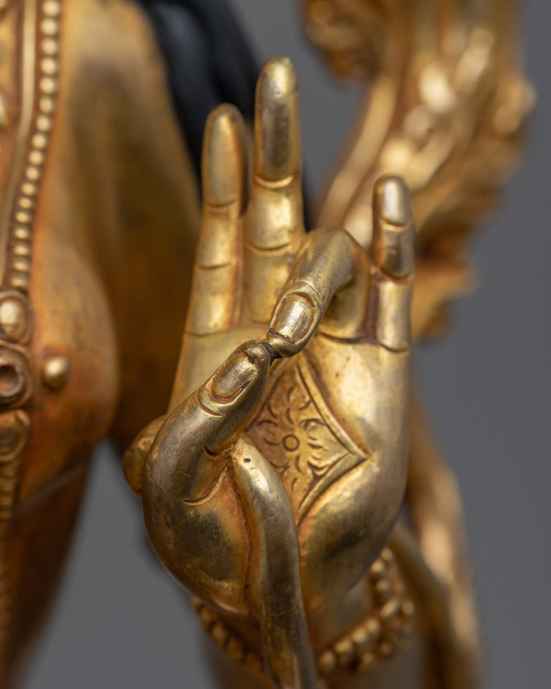Green Tara Statue for Compassion and Protection | Shyamatara Gold Gilded Art