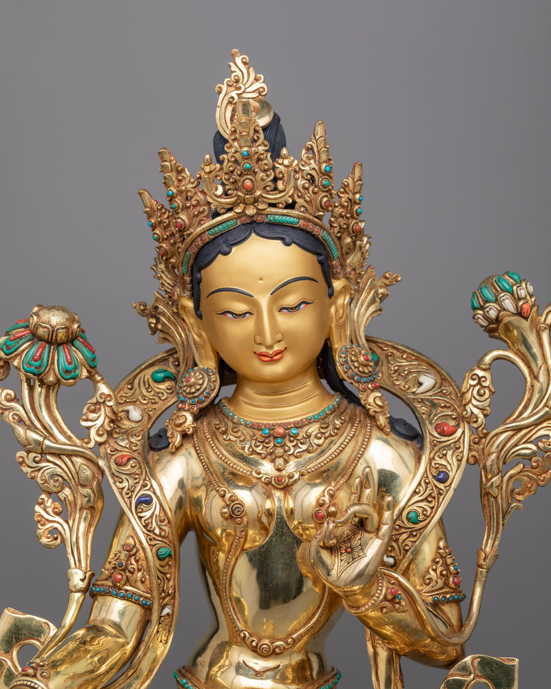 Experience the Power of Compassion with the Majestic Green Tara Buddha Statue | Himalayan Art