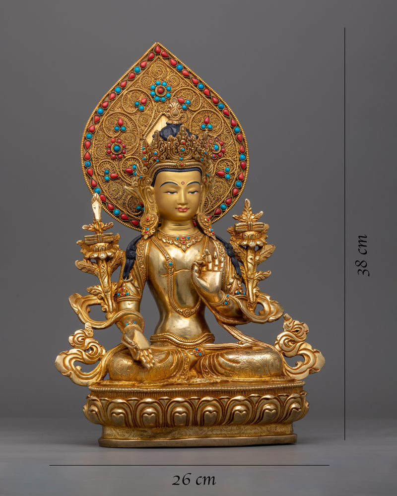 White Manjushri Empowerment Sculpture | Traditional Tibetan Style Buddhist Statue of Bodhisattva