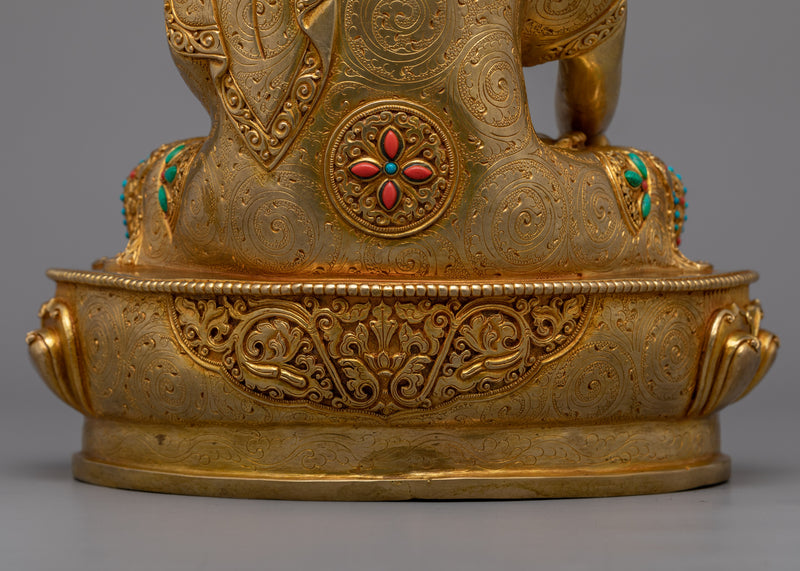 Statue of Buddah Shakyamuni - The Enlightened One Bejeweled with Gemstones and a Crown