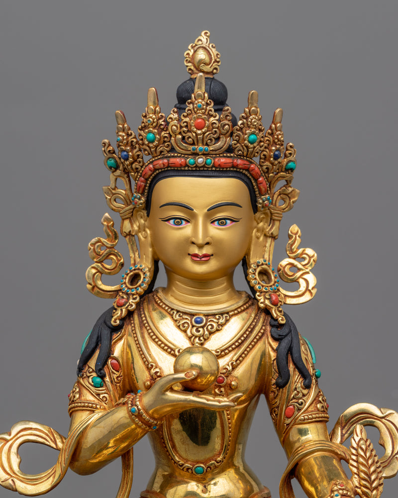 Kṣitigarbha Bodhisattva Statue | Himalayan Gold Gilded Art