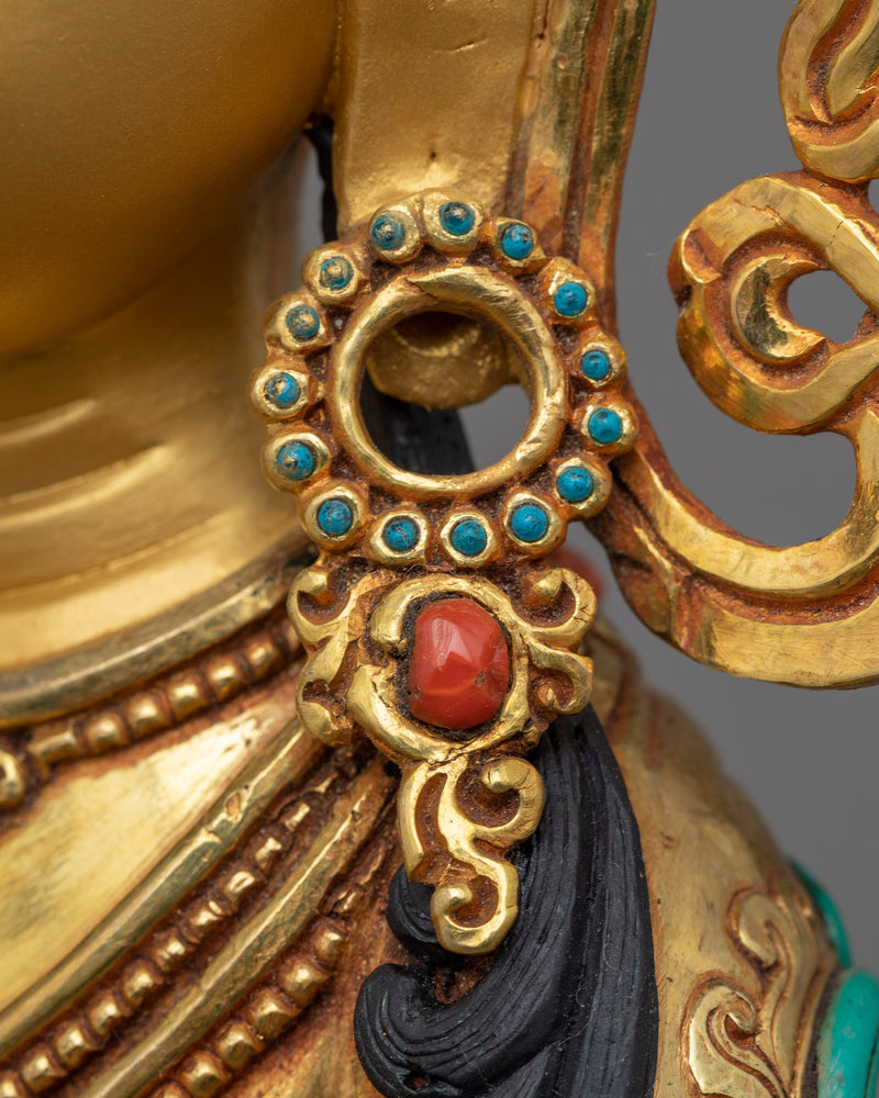 Kṣitigarbha Bodhisattva Statue | Himalayan Gold Gilded Art