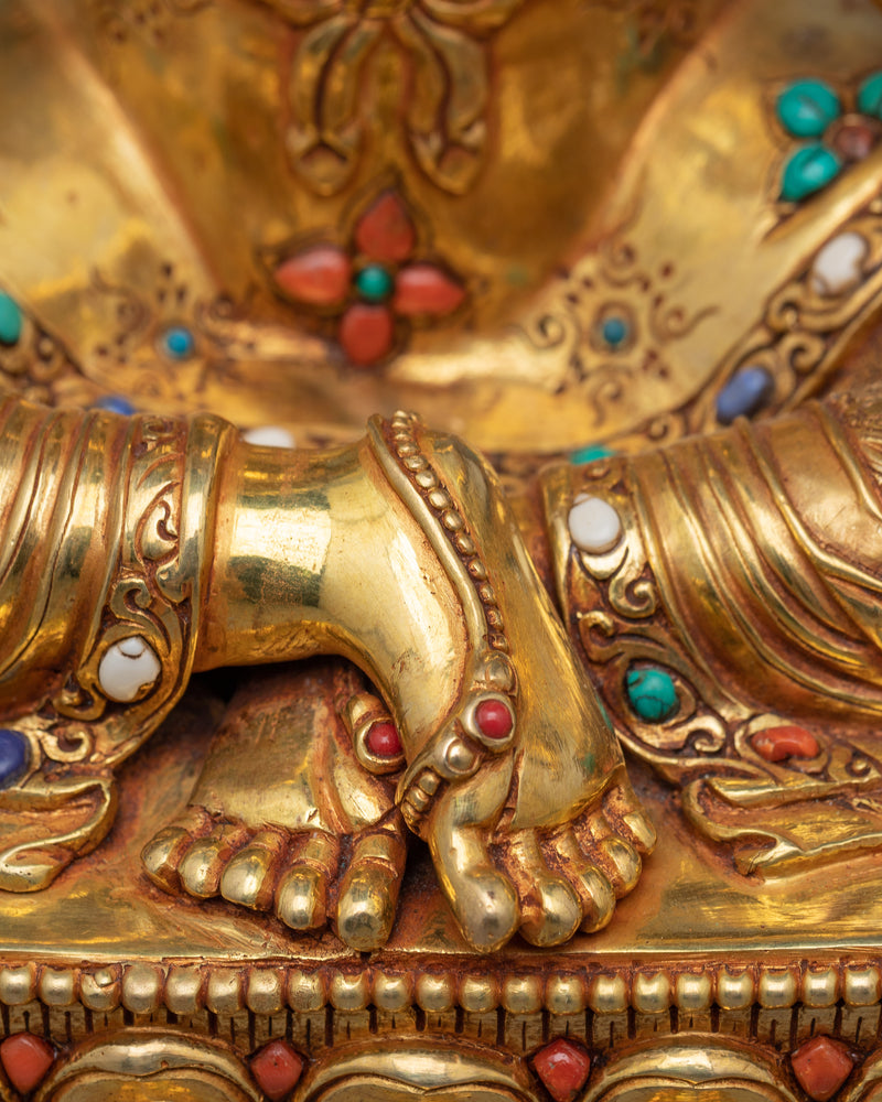 Kṣitigarbha Bodhisattva Statue | Himalayan Gold Gilded Art