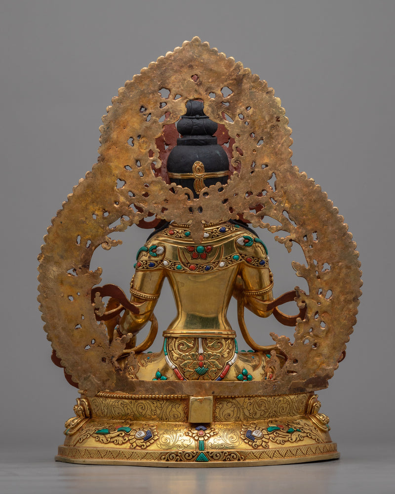 Kṣitigarbha Bodhisattva Statue | Himalayan Gold Gilded Art