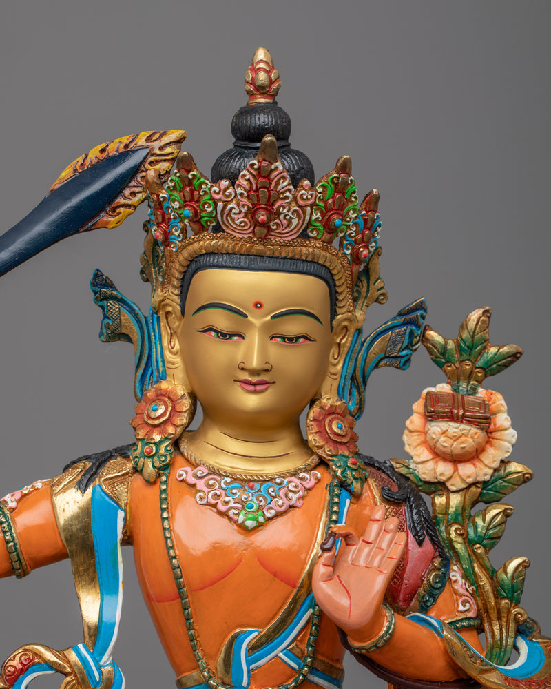Manjushree Bodhisattva Statue | Handmade Figure of Wisdom Deity