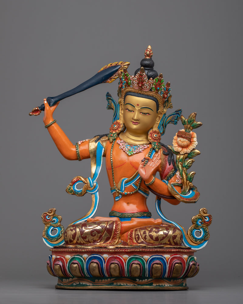 Manjushree Bodhisattva Statue | Handmade Figure of Wisdom Deity