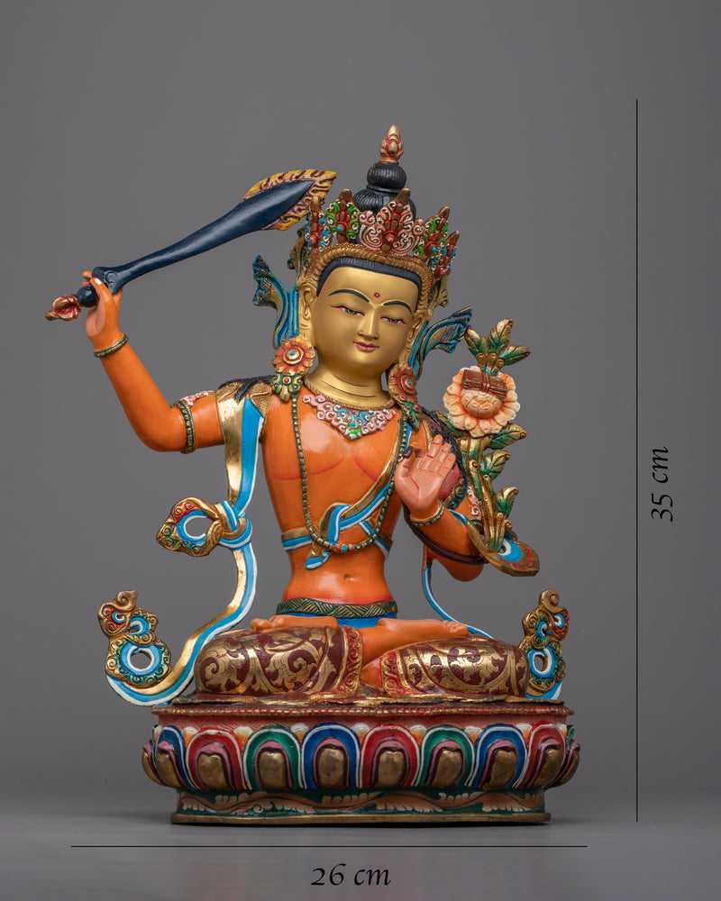 Manjushree Bodhisattva Statue | Handmade Figure of Wisdom Deity