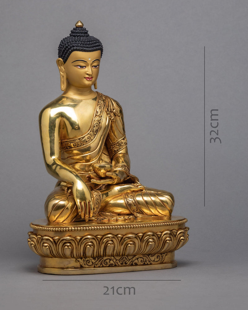 Shakyamuni Buddha Statue | Tibetan Sculpture | Plated With Gold Art