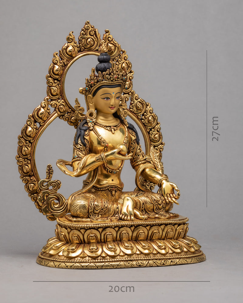 Beautiful Ksitigarbha Statue |  Handmade Sambhogakaya Form | Bodhisattva Gilded With 24k Gold