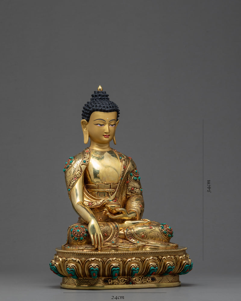 Buddha Shakyamuni | Seated In Meditation | 24K Gold Gilded Statue
