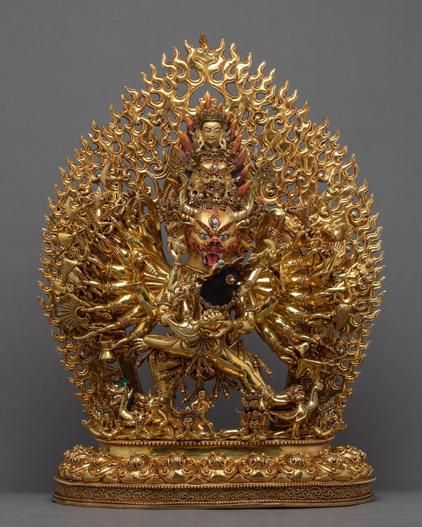 Wrathful Form of Buddhist Deities, Yamantaka Deity Statue 