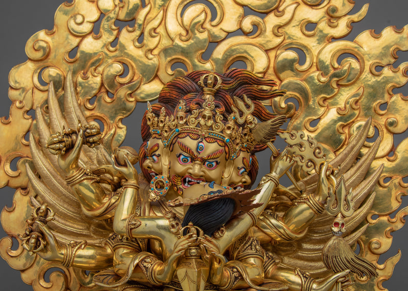 Large Sized Heruka Vajrakilaya Statue | Rare 24K Gold Art of Himalayas