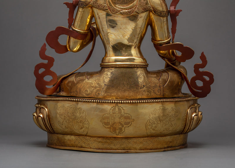 Green Tara Female Buddha Statue, Himalayan Hand-carved Artwork