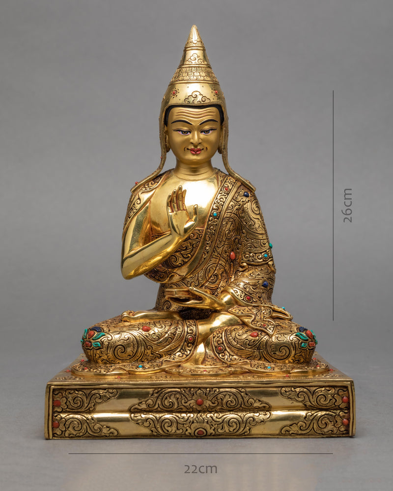 Hand-Carved Statue | Guru Rinpoche with Trisong Detsen and Santaraksita