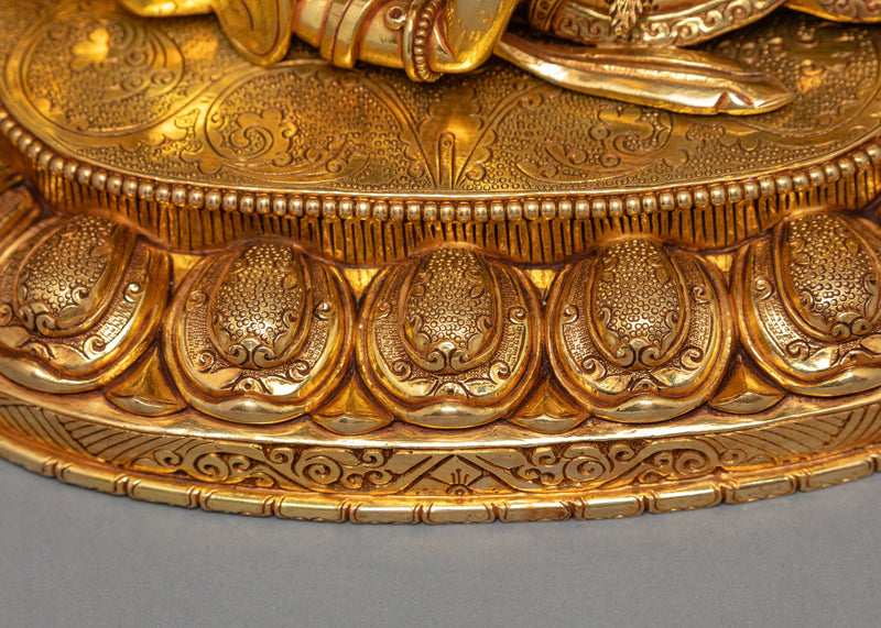 6 Armed Mahakala, 24K Gold Plated Mahakala Statue, Traditionally Hand Carved
