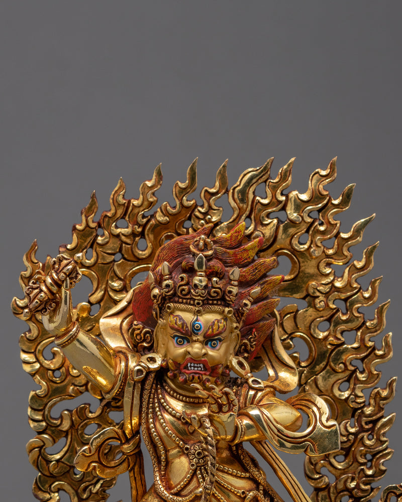 Vajrapani Statue | Gold Gilded Wrathful Deity Sculpture