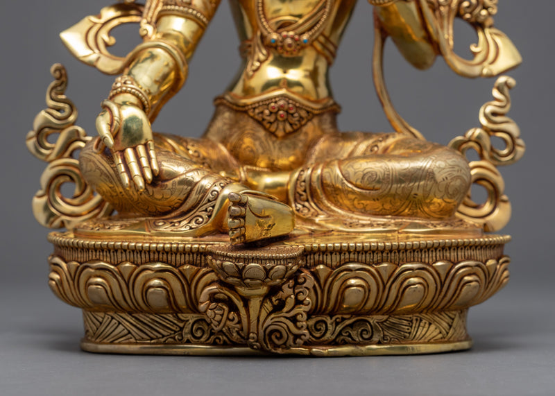 Hand Carved Green Tara | Tibetan Bodhisattva Statue