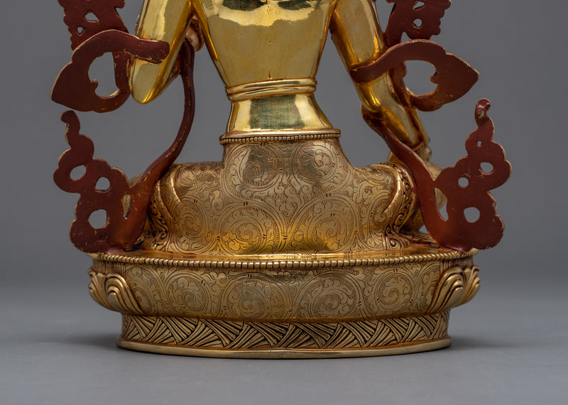 Hand Carved Green Tara | Tibetan Bodhisattva Statue