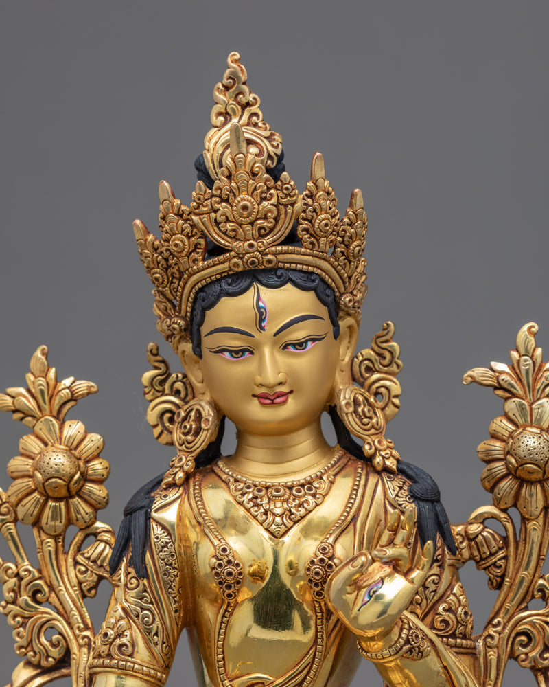 The White Tara Statue | Gold Gilded Buddhist Deity