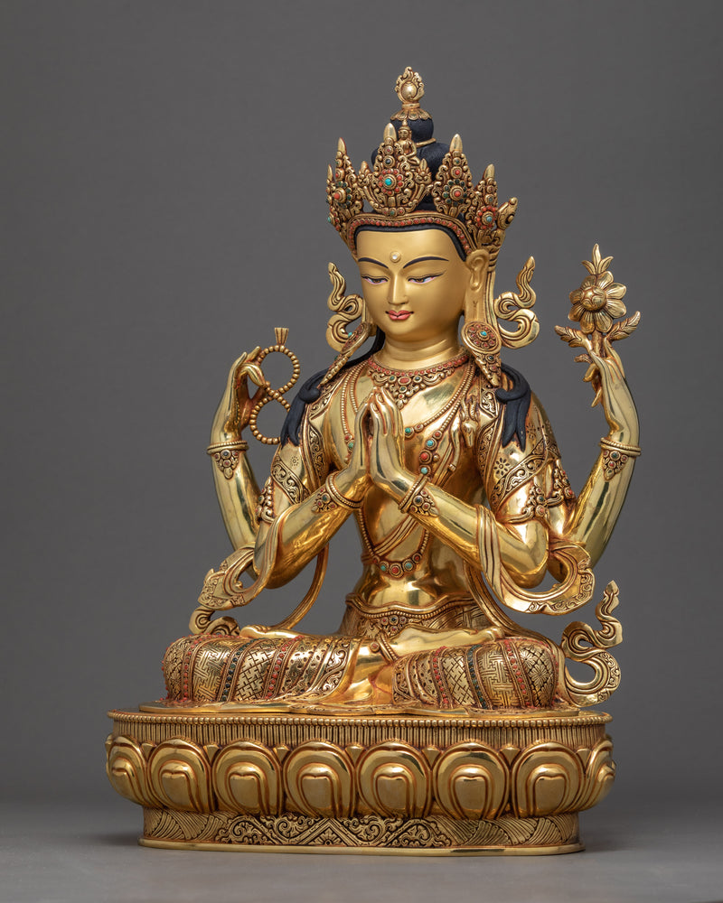 Bodhisattva Chenrezig Sculpture | Traditional Buddhist Art Nepal