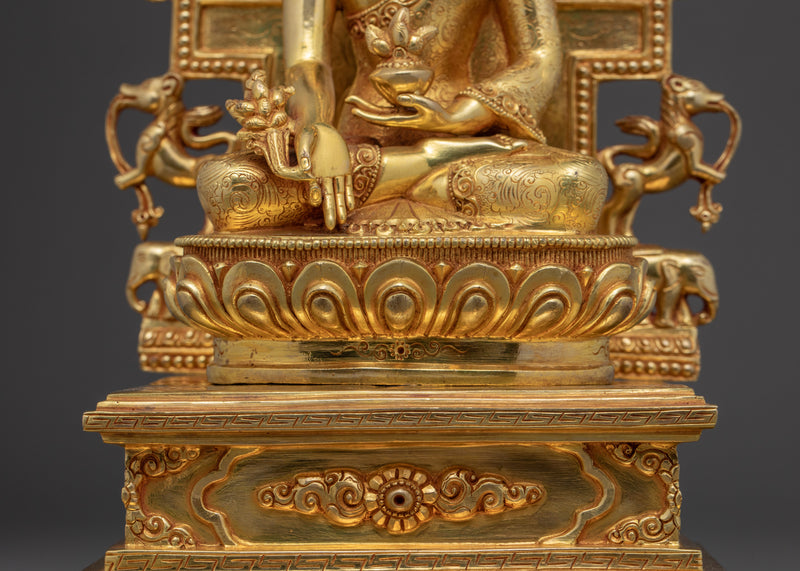 The Medicine Buddha Statue | Gold Gilded Buddhist Sculpture