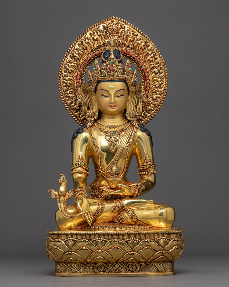 Three Buddha Crown Statue | Traditional Buddhist Set Sculpture