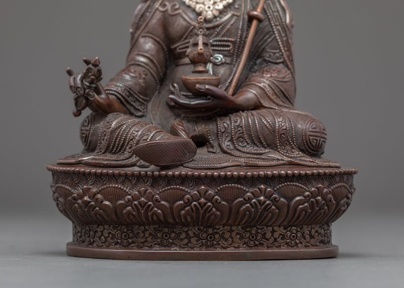 Mini Guru Rinpoche Statue | Traditional Silver Plated Sculpture