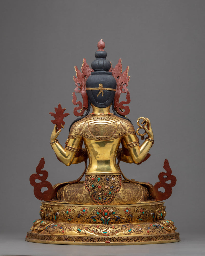 Chenrezig Bodhisattva Sculpture | Traditional Hand Carved Statue