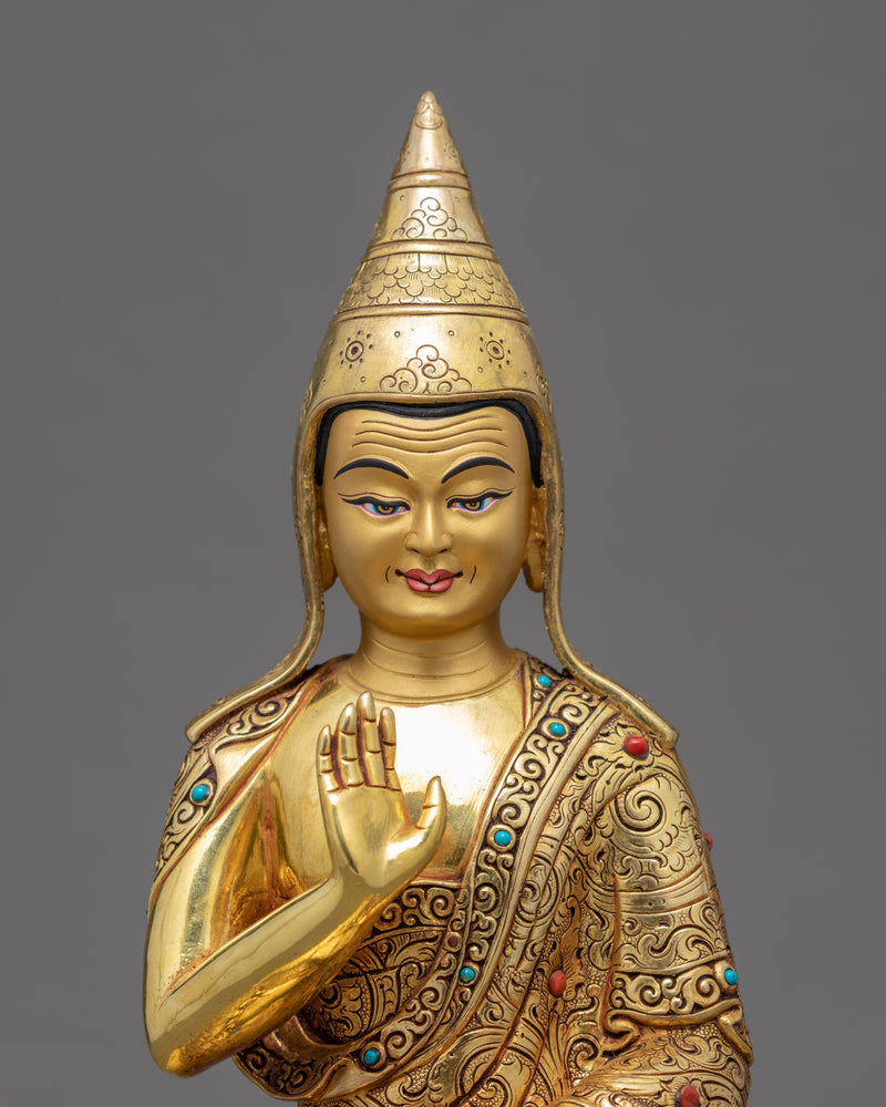 Guru Rinpoche with Trisong Detsen & Santaraksita | Traditional Buddhist Statue